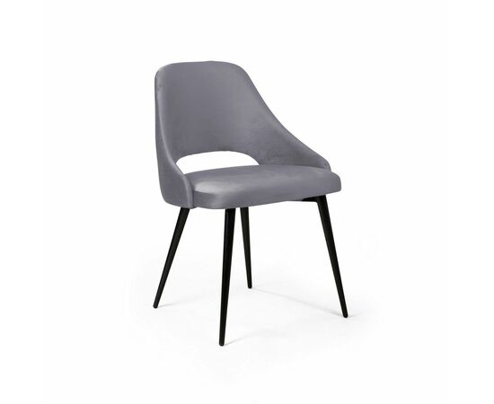 Стул William, бархат светло-серый 26/ черный конус | Интернет магазин мебели и декора LifeDekor