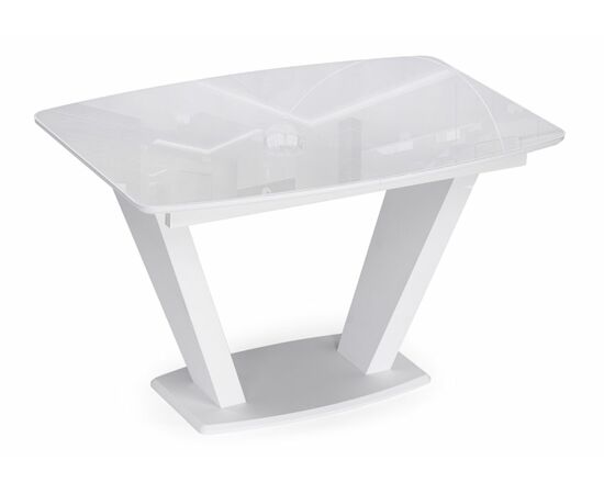 Стол стеклянный Петир 120(160)х80 ультра белый / белый / камень белый | Интернет магазин мебели и декора LifeDekor