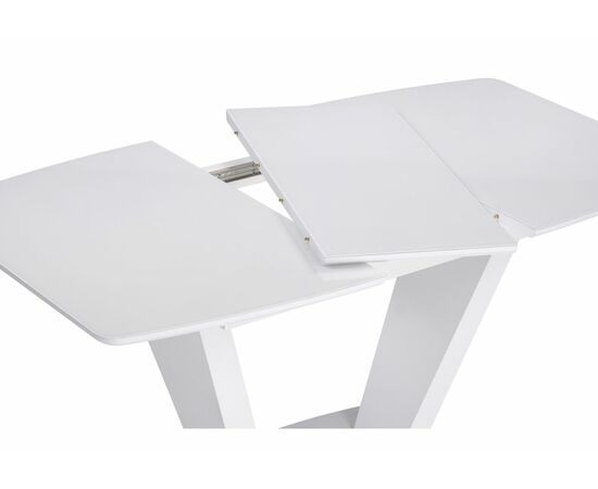 Стол стеклянный Петир 120(160)х80 ультра белый / белый / камень белый, изображение 5 | Интернет магазин мебели и декора LifeDekor