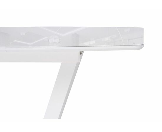 Стол стеклянный Петир 120(160)х80 ультра белый / белый / камень белый, изображение 7 | Интернет магазин мебели и декора LifeDekor