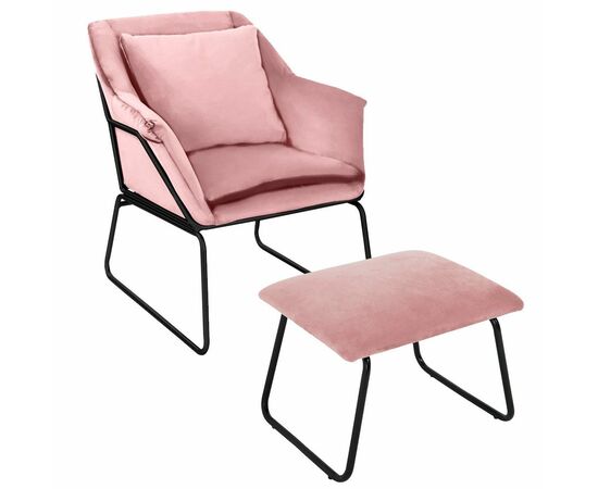 Комплект кресло ALEX и оттоманка ALEX пудровый | Интернет магазин мебели и декора LifeDekor