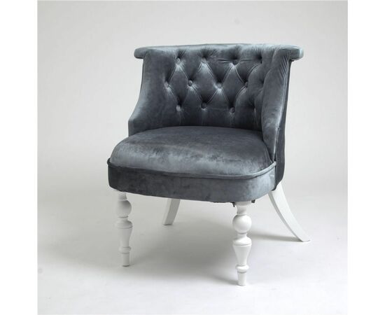 Кресло Бархат (эмаль белая / 25 - грязно-голубой) | Интернет магазин мебели и декора LifeDekor