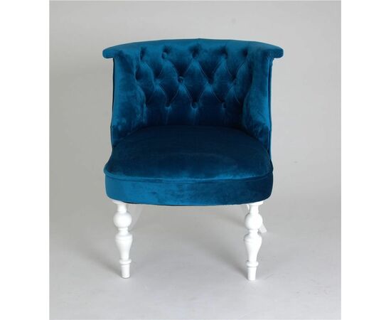 Кресло Бархат (эмаль белая / 34 - королевский синий), изображение 2 | Интернет магазин мебели и декора LifeDekor