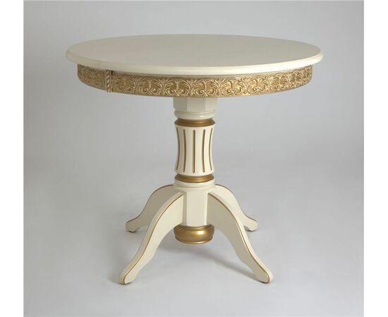 Стол обеденный круглый раздвижной Милорд (90х120 + юбка) 1013+патина золото | Интернет магазин мебели и декора LifeDekor