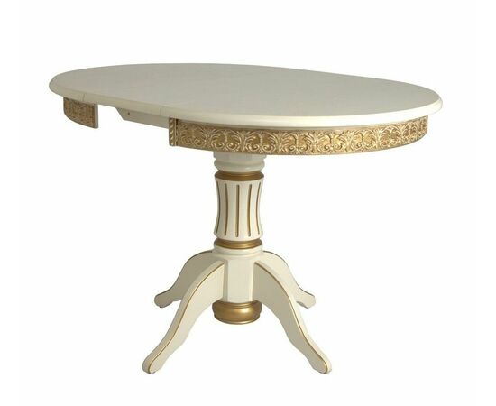 Стол обеденный круглый раздвижной Милорд (90х120 + юбка) 1013+патина золото, изображение 2 | Интернет магазин мебели и декора LifeDekor