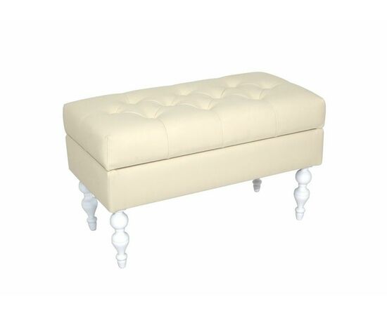 Банкетка Виктория (эмаль белая / кожзам 4 кремовый) | Интернет магазин мебели и декора LifeDekor