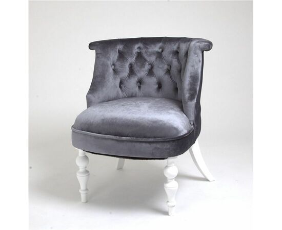 Кресло Бархат (эмаль белая / 36 - голубовато-серый) | Интернет магазин мебели и декора LifeDekor