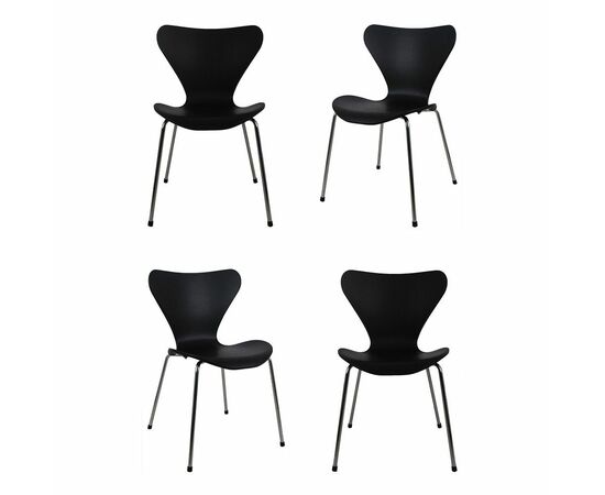 Комплект из 4-х стульев Seven Style чёрный с хромированными ножками | Интернет магазин мебели и декора LifeDekor