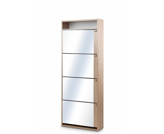 Обувница Комфорт К-4S  (Дуб Сонома/Зеркало) | Интернет магазин мебели и декора LifeDekor