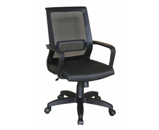 Кресло Оптима спинка сетка (черная)/сиденье кож/зам (черный) | Интернет магазин мебели и декора LifeDekor