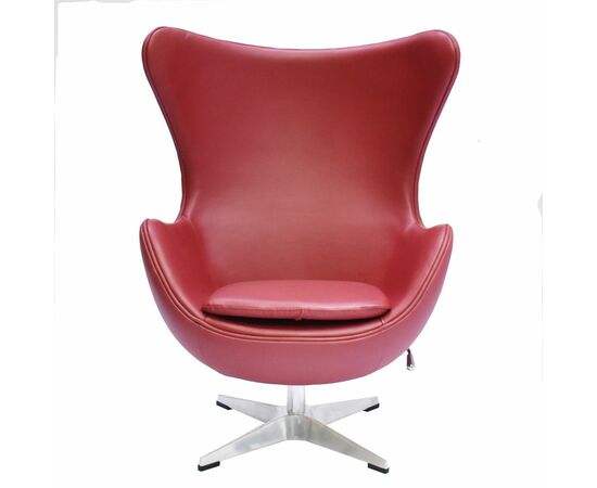 Кресло EGG STYLE CHAIR красный, натуральная кожа, изображение 2 | Интернет магазин мебели и декора LifeDekor