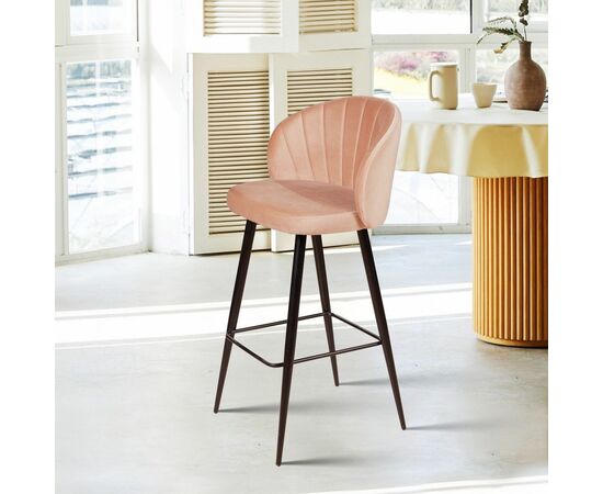 Стул барный Mont Blanc, бархат бежевый 5 / черный конус, изображение 2 | Интернет магазин мебели и декора LifeDekor