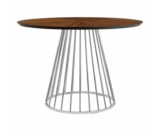 Стол Liverpool диам.110см, шпон орех лучевой набор, с хромированными ножками, изображение 3 | Интернет магазин мебели и декора LifeDekor