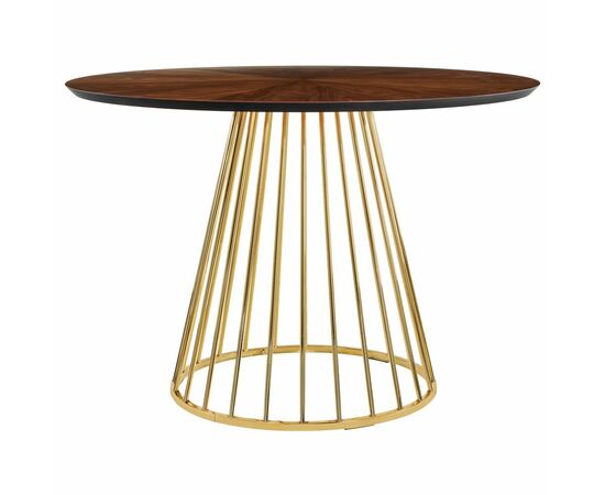 Стол Liverpool диам.110см, шпон орех лучевой набор, с золотистыми ножками, изображение 3 | Интернет магазин мебели и декора LifeDekor