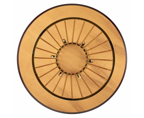 Стол Liverpool диам.110см, шпон орех лучевой набор, с золотистыми ножками, изображение 5 | Интернет магазин мебели и декора LifeDekor