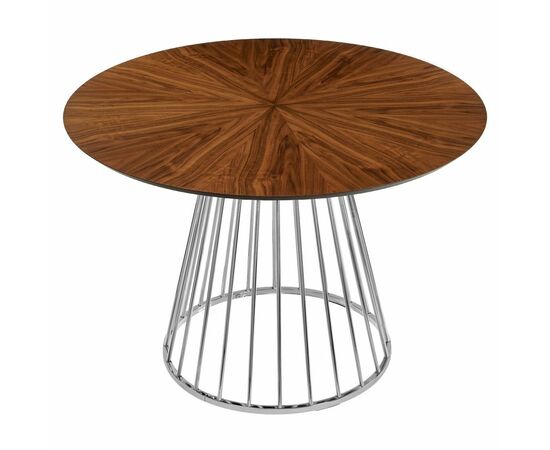 Стол Liverpool диам.110см, шпон орех лучевой набор, с хромированными ножками | Интернет магазин мебели и декора LifeDekor