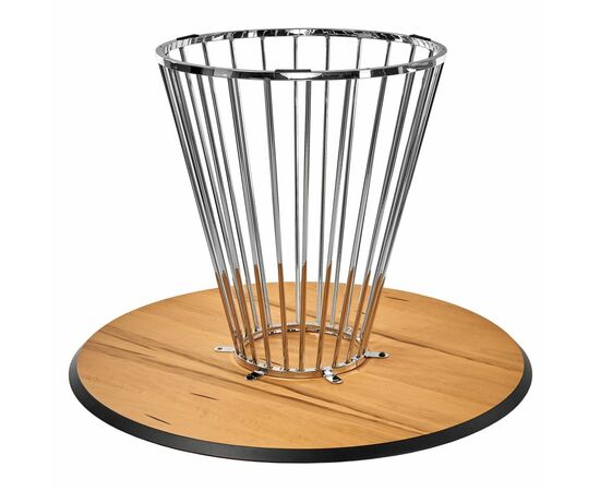 Стол Liverpool диам.110см, шпон орех лучевой набор, с хромированными ножками, изображение 4 | Интернет магазин мебели и декора LifeDekor