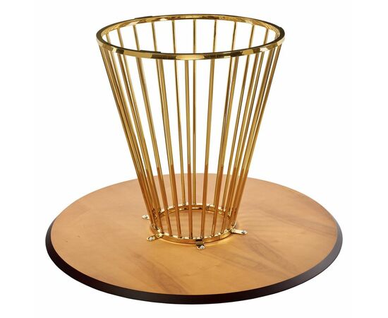 Стол Liverpool диам.110см, шпон орех лучевой набор, с золотистыми ножками, изображение 4 | Интернет магазин мебели и декора LifeDekor