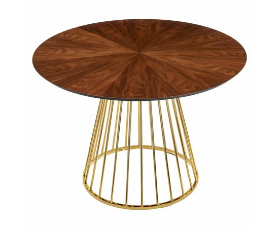 Стол Liverpool диам.110см, шпон орех лучевой набор, с золотистыми ножками | Интернет магазин мебели и декора LifeDekor
