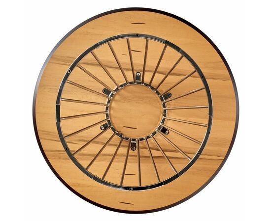 Стол Liverpool диам.110см, шпон орех лучевой набор, с хромированными ножками, изображение 5 | Интернет магазин мебели и декора LifeDekor