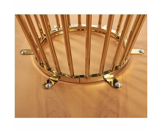 Стол Liverpool диам.110см, шпон орех лучевой набор, с золотистыми ножками, изображение 6 | Интернет магазин мебели и декора LifeDekor