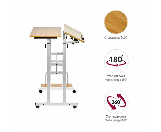 Стол многофункциональный Shuttle 80х58х80-130см, светлое дерево, белый, изображение 14 | Интернет магазин мебели и декора LifeDekor