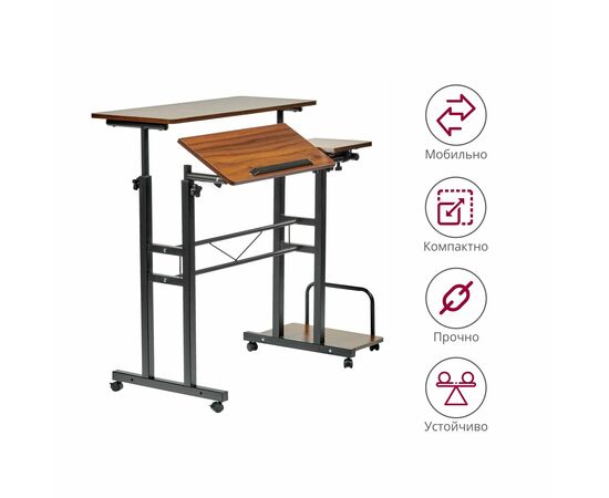 Стол многофункциональный Shuttle 80х58х80-130см, темное дерево, чёрный, изображение 12 | Интернет магазин мебели и декора LifeDekor