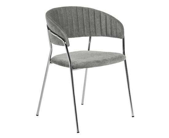 Стул Turin серый вельвет с хромированными ножками | Интернет магазин мебели и декора LifeDekor