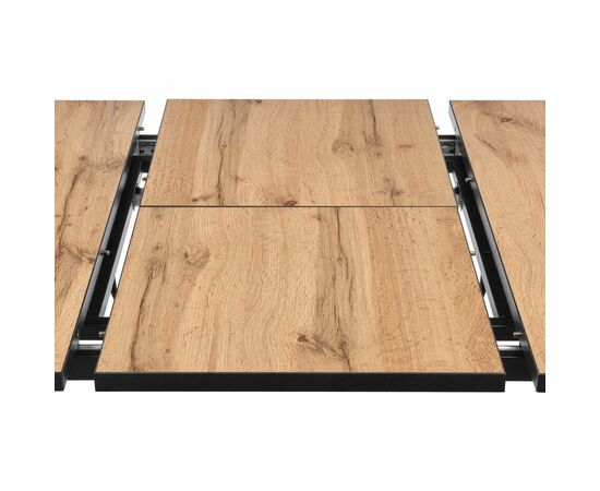 Стол Dublin раскладной 120-160х80х75 Дуб Вотан, чёрные ножки, изображение 8 | Интернет магазин мебели и декора LifeDekor