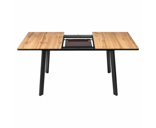 Стол Dublin раскладной 120-160х80х75 Дуб Вотан, чёрные ножки, изображение 5 | Интернет магазин мебели и декора LifeDekor