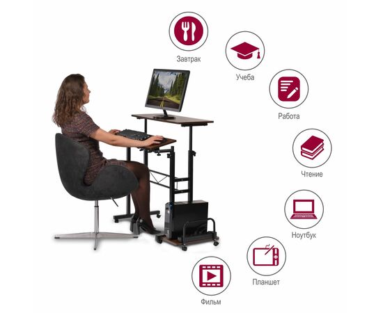 Стол многофункциональный Shuttle 80х58х80-130см, темное дерево, чёрный, изображение 10 | Интернет магазин мебели и декора LifeDekor