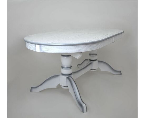 Стол обеденный овальный раздвижной Макси (цвет: Белый + серебро) | Интернет магазин мебели и декора LifeDekor