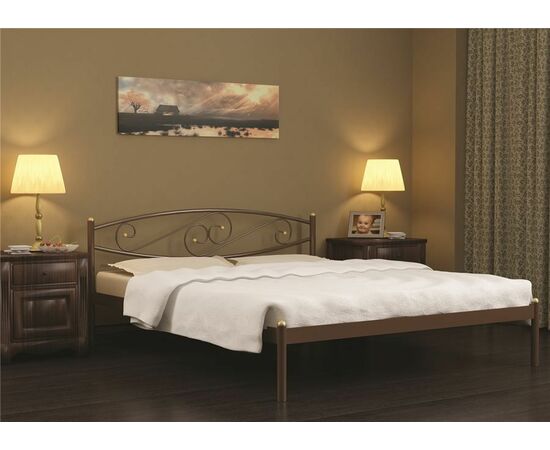 Кровать двуспальная Волна (140х200/металлическое основание) Коричневый бархат | Интернет магазин мебели и декора LifeDekor