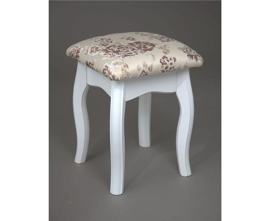 Табурет из массива березы (Розы светлые-ткань/Белый-каркас) | Интернет магазин мебели и декора LifeDekor