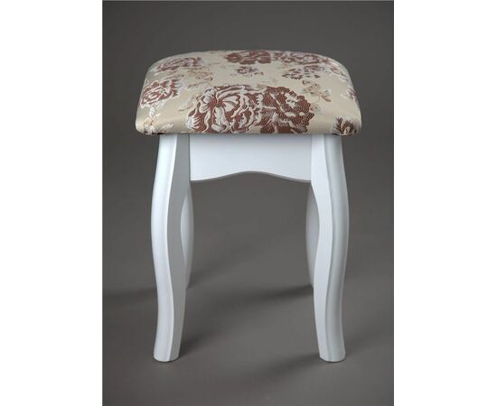Табурет из массива березы (Розы светлые-ткань/Белый-каркас), изображение 2 | Интернет магазин мебели и декора LifeDekor