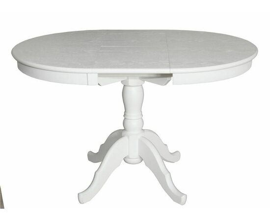 Стол обеденный раздвижной Круглый (Белый/массив березы, МДФ, ШПОН), изображение 2 | Интернет магазин мебели и декора LifeDekor