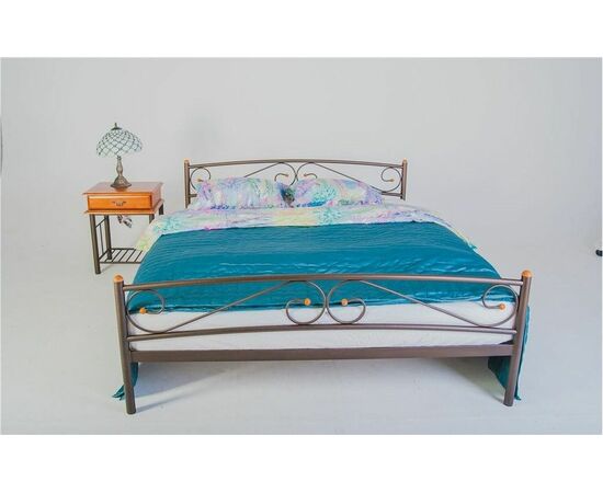 Кровать двуспальная Валерия с изножьем (160х200/металлическое основание) Коричневый бархат | Интернет магазин мебели и декора LifeDekor