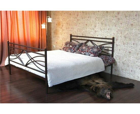 Кровать двуспальная "Мираж" с изножьем (160х200/металлическое основание) Коричневый бархат | Интернет магазин мебели и декора LifeDekor