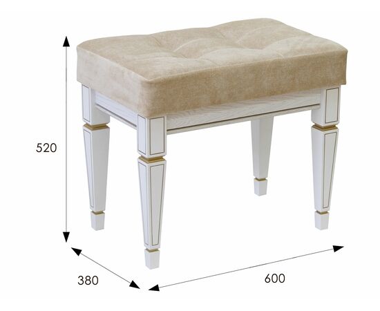 Банкетка Васко В 97Н белый ясень/золото | Интернет магазин мебели и декора LifeDekor