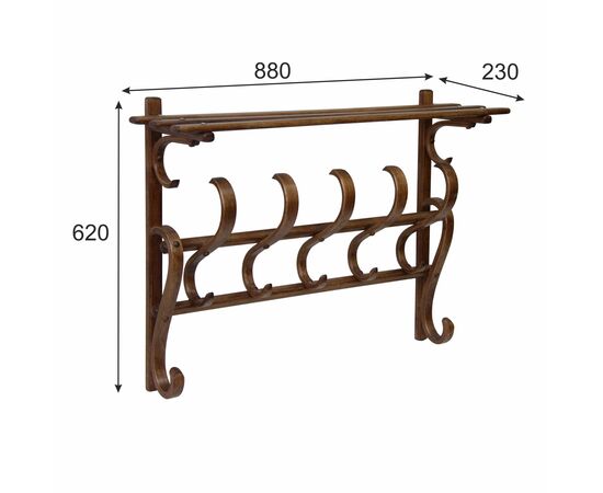 Вешалка настенная В 7Н средне-коричневый | Интернет магазин мебели и декора LifeDekor