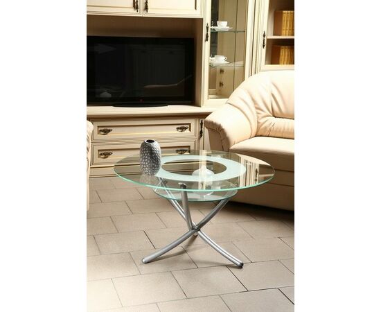 Стол журнальный Дуэт 4 металлик/ прозрачное | Интернет магазин мебели и декора LifeDekor