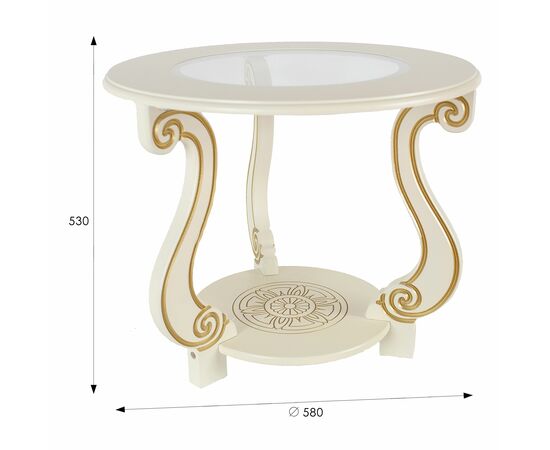 Стол журнальный Грация (С) слоновая кость/золото | Интернет магазин мебели и декора LifeDekor