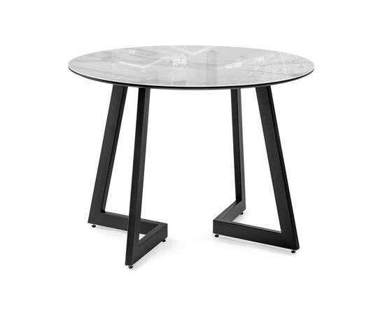 Стол Алингсос 100(140)х100х76 белый мрамор / черный, изображение 2 | Интернет магазин мебели и декора LifeDekor