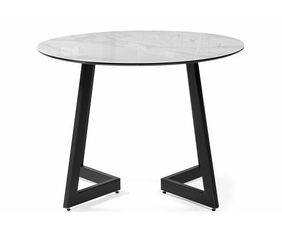 Стол Алингсос 100(140)х100х76 белый мрамор / черный, изображение 3 | Интернет магазин мебели и декора LifeDekor