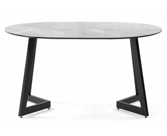 Стол Алингсос 100(140)х100х76 белый мрамор / черный, изображение 4 | Интернет магазин мебели и декора LifeDekor