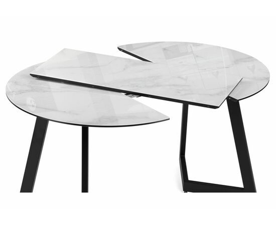 Стол Алингсос 100(140)х100х76 белый мрамор / черный, изображение 8 | Интернет магазин мебели и декора LifeDekor