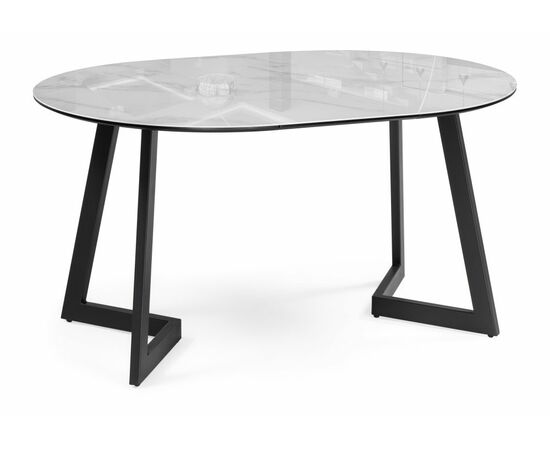 Стол Алингсос 100(140)х100х76 белый мрамор / черный | Интернет магазин мебели и декора LifeDekor