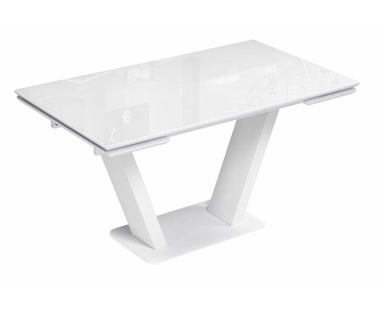 Стол стеклянный Конор 140(200)х80х73 ультра белый / белый | Интернет магазин мебели и декора LifeDekor