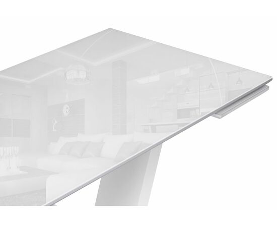 Стол стеклянный Конор 140(200)х80х73 ультра белый / белый, изображение 7 | Интернет магазин мебели и декора LifeDekor