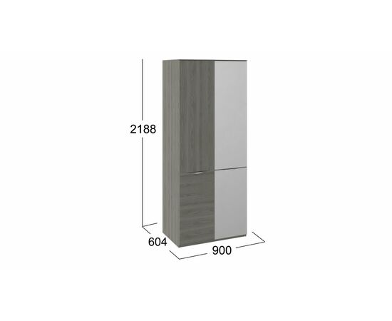 Шкаф для одежды с 1 дверью и 1 зеркальной дверью «Либерти», изображение 2 | Интернет магазин мебели и декора LifeDekor